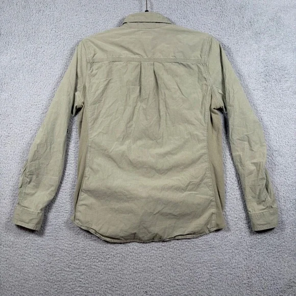 Carhartt Bozeman Rugged Flex Roll Up Sleeve Green Shirt Women Med Work Cowgirl - Picture 7 of 7